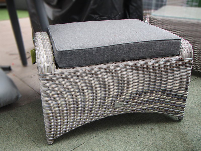 Rattan Ottoman in Silver Grey